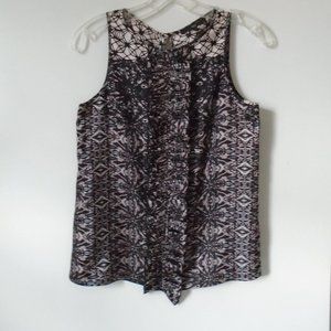 TIBI silk tank cocktail evening professional ruffle front abstract XXS size O